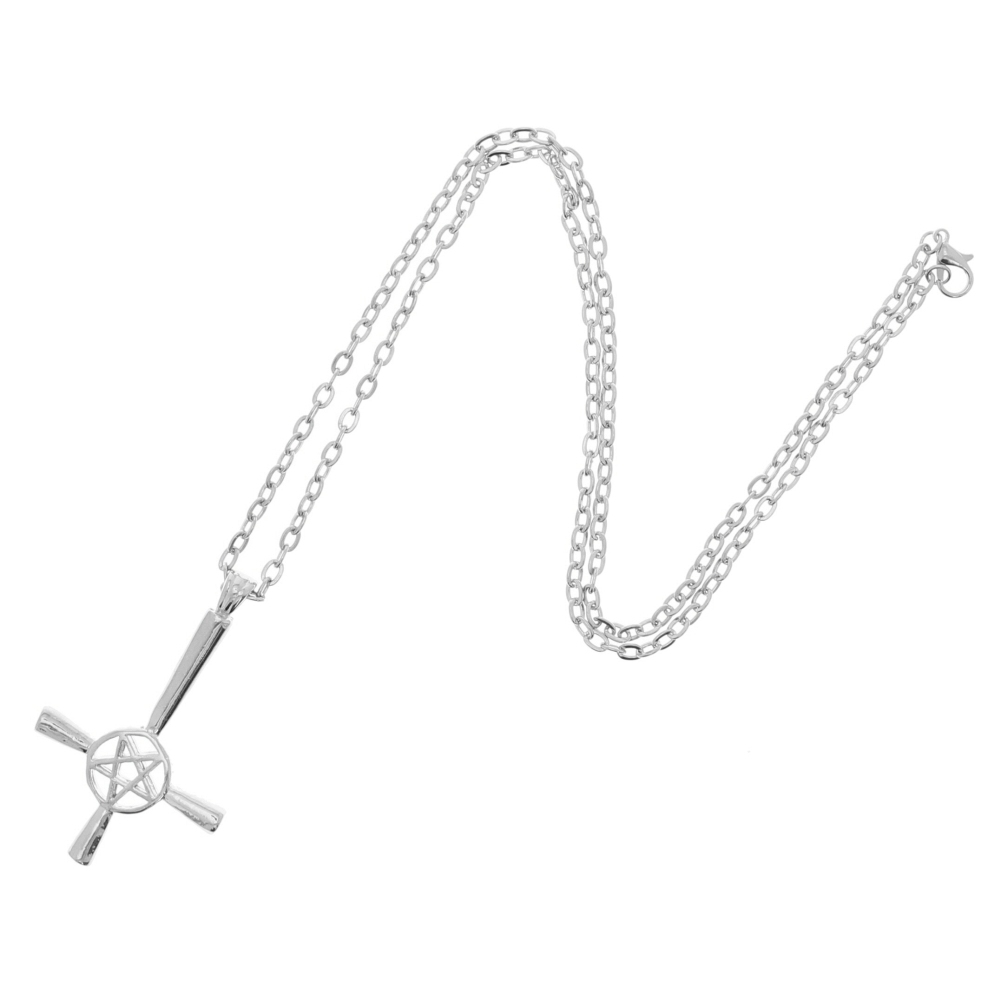 Zac's Alter Ego - Inverted Pentagram Cross Collier - Couleur argent